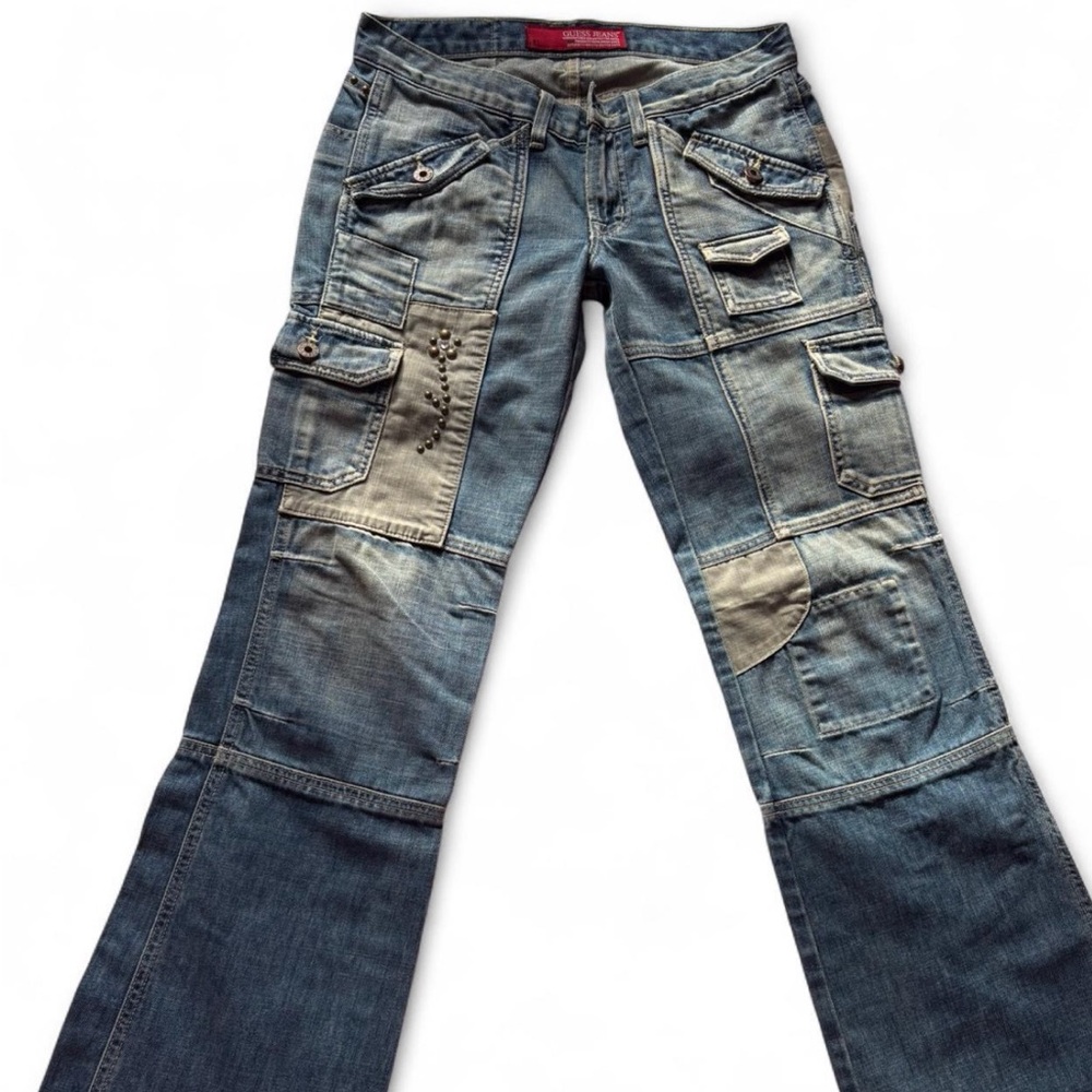 Vintage Guess Low rise patchwork cargo jeans